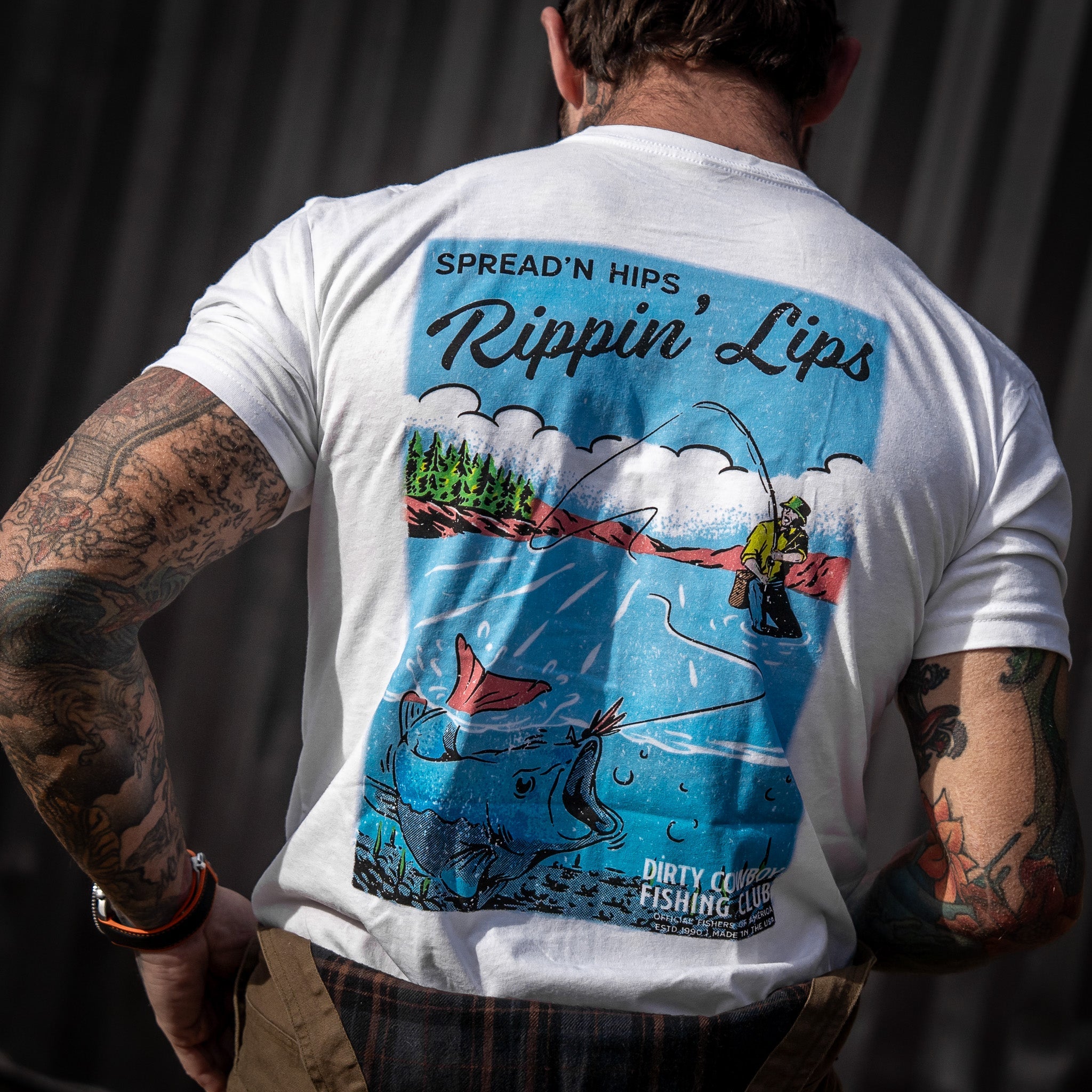 Spread'n Hips, Rippin' Lips Fishing Club Men's T-Shirt