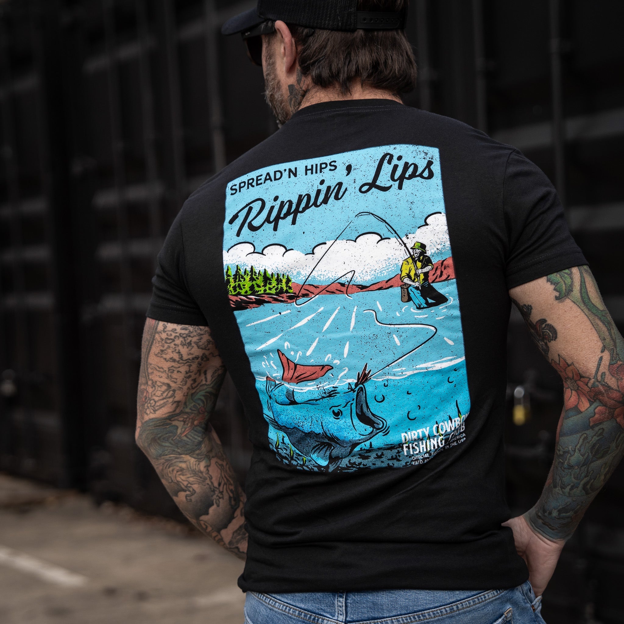 Spread'n Hips, Rippin' Lips Fishing Club Men's T-Shirt