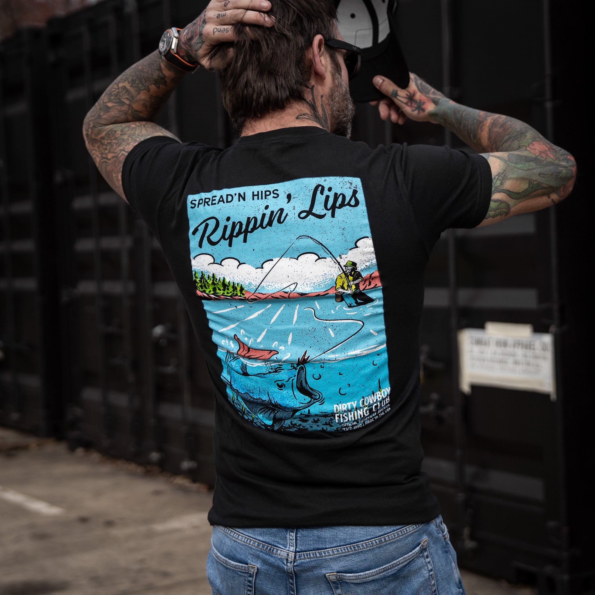 Spread'n Hips, Rippin' Lips Fishing Club Men's T-Shirt