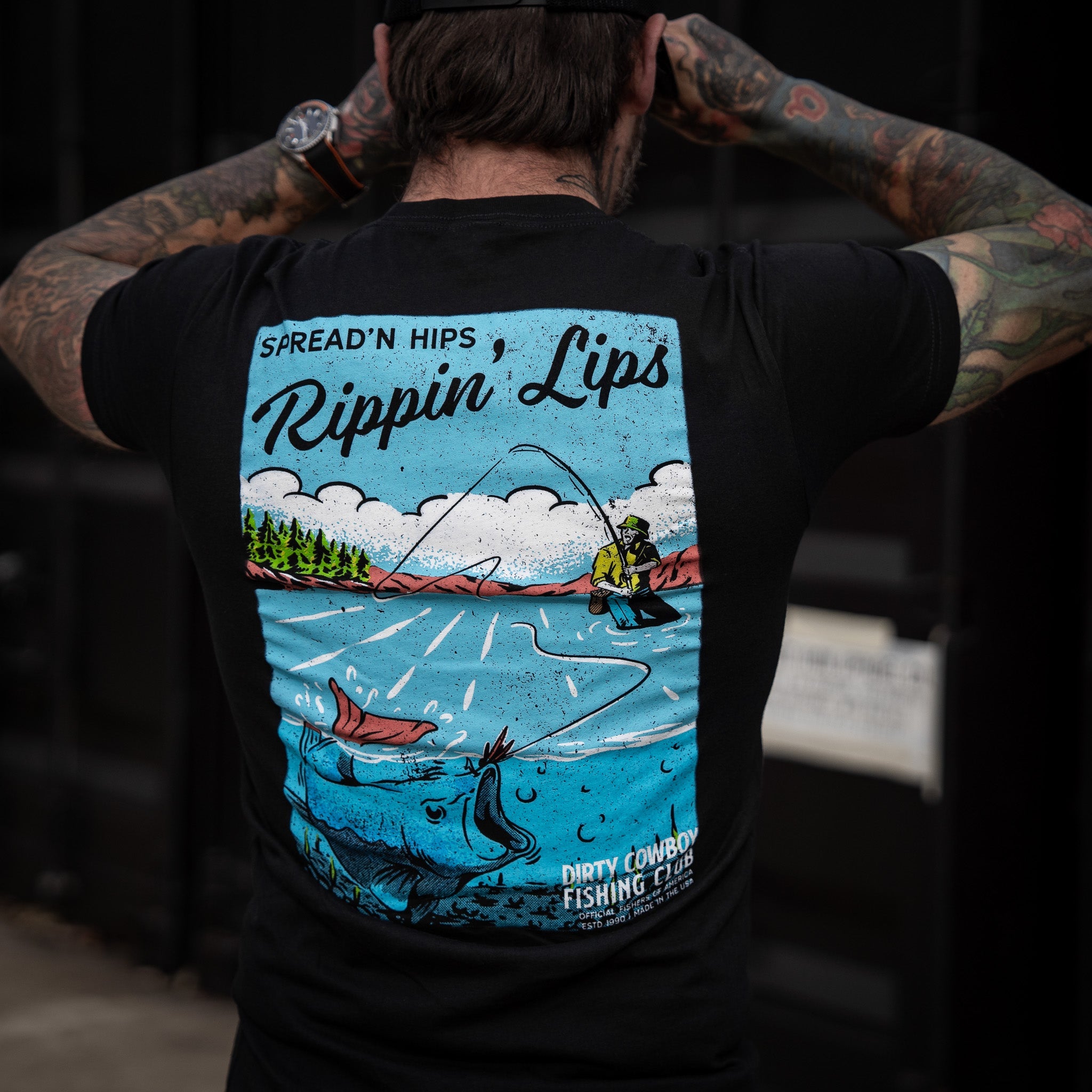 Spread'n Hips, Rippin' Lips Fishing Club Men's T-Shirt