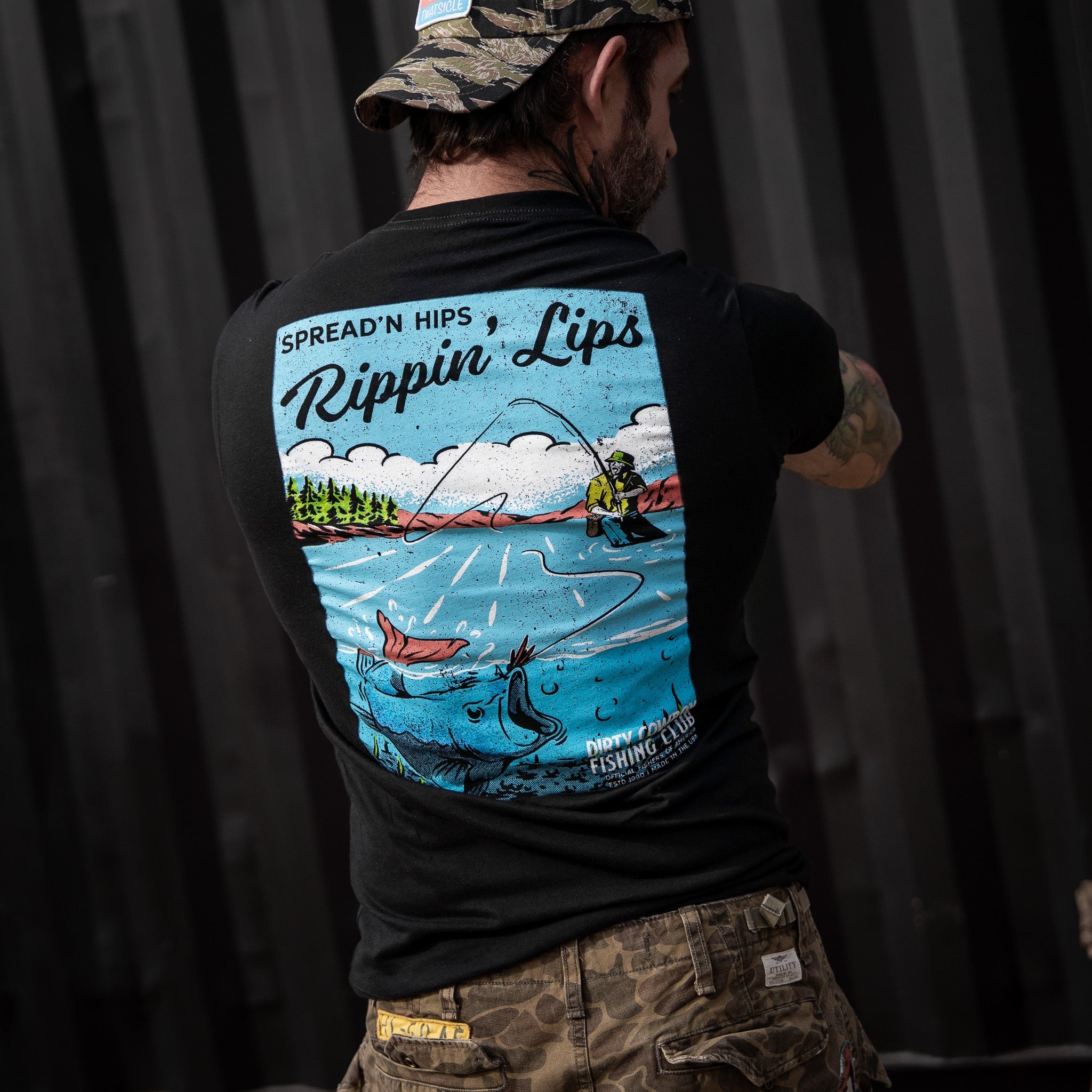 Spreadin' Hips & Rippin' Lips Fishing Club Men's T-Shirt