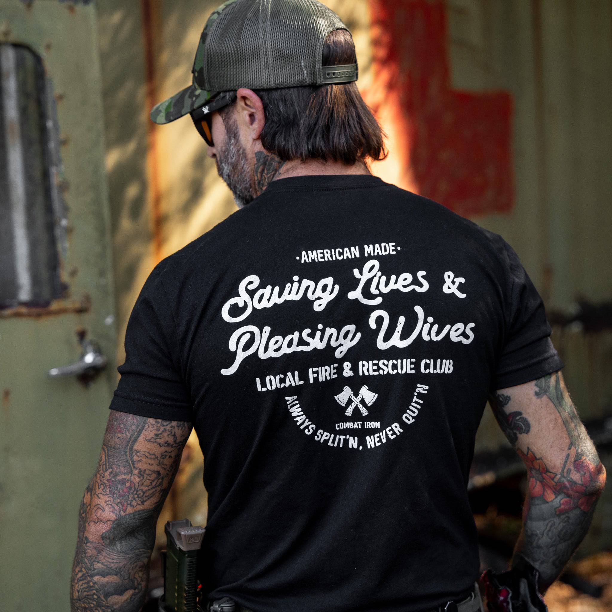 Saving Lives & Pleasing Wives Fire & Rescue Club Men's T-Shirt