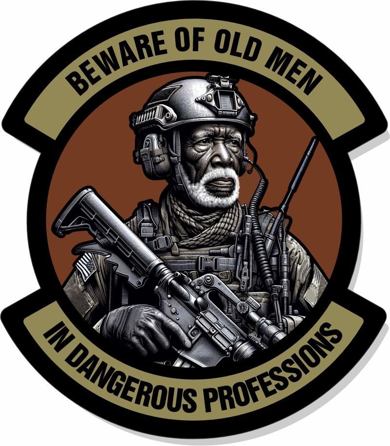 STICKER - African American version of Beware of Old Men - In Dangerous Profession - 4" Sticker