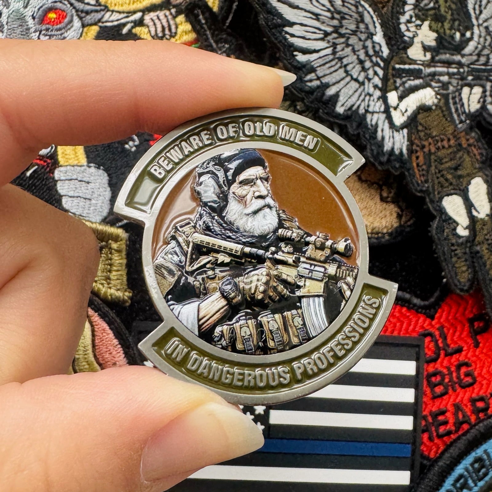 Tactical Gear Junkie - Beware of Old Men In Dangerous Professions - Challenge Coin