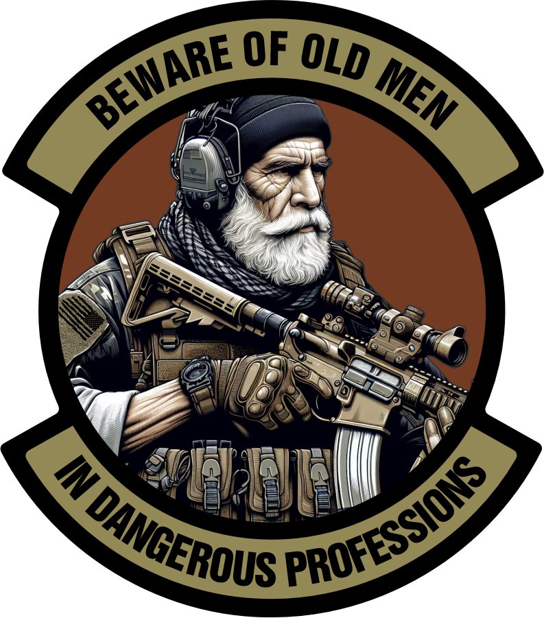 STICKER - Beware of Old Men - In Dangerous Profession - 4" Sticker