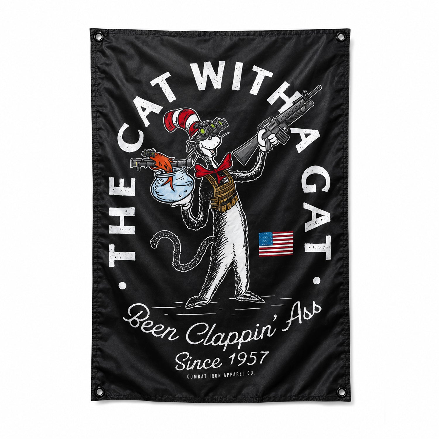Cat With A Gat 3'x5' Flag
