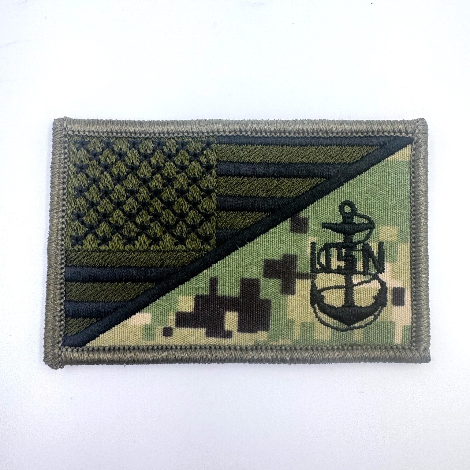 NAVY CHIEF PETTY OFFICER ANCHOR USA FLAG  2.25 X 3.5 TACTICAL PATCH