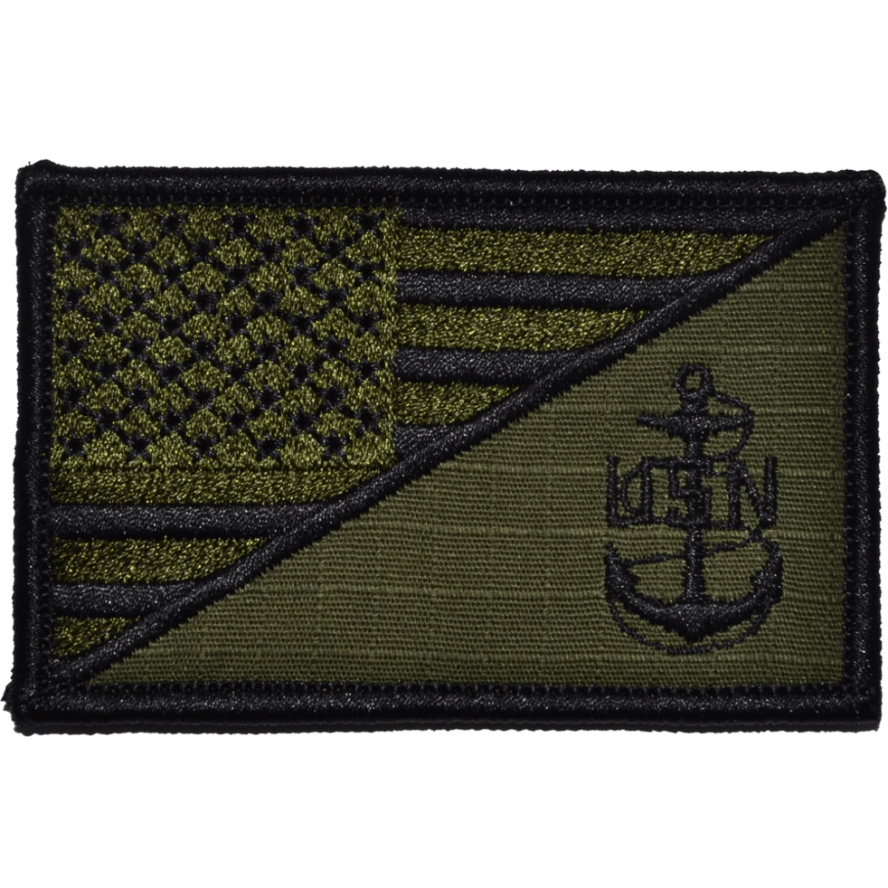 NAVY CHIEF PETTY OFFICER ANCHOR USA FLAG  2.25 X 3.5 TACTICAL PATCH