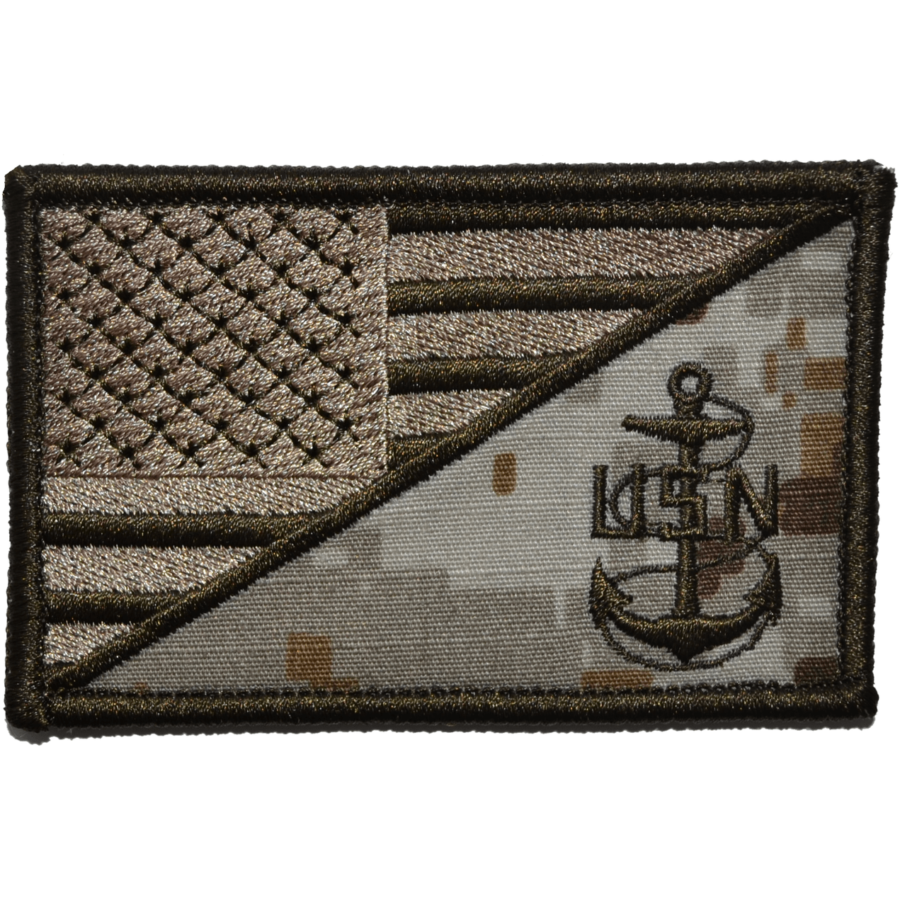 NAVY CHIEF PETTY OFFICER ANCHOR USA FLAG  2.25 X 3.5 TACTICAL PATCH