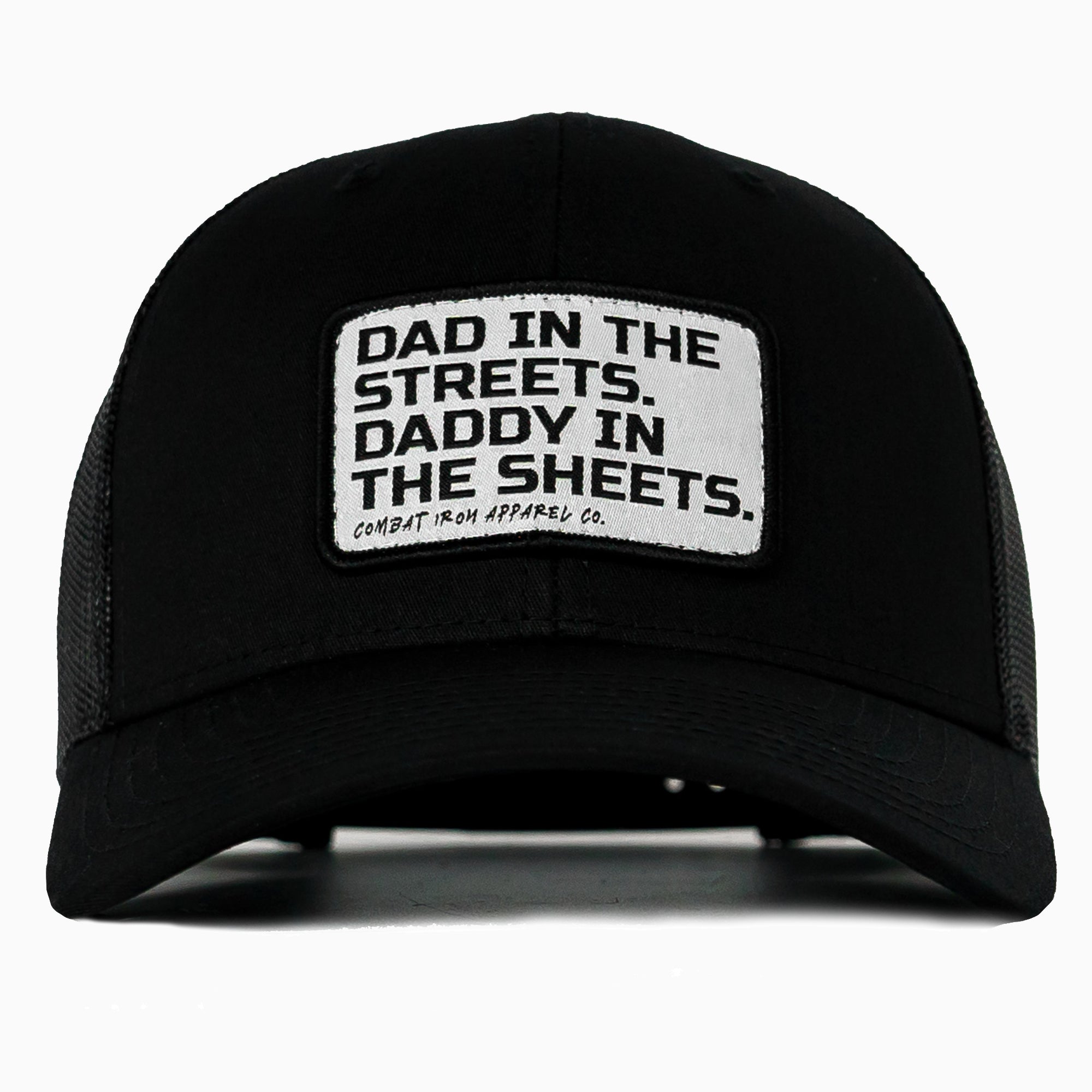 DAD IN THE STREETS. DADDY IN THE SHEETS. White Patch SnapBack HAT