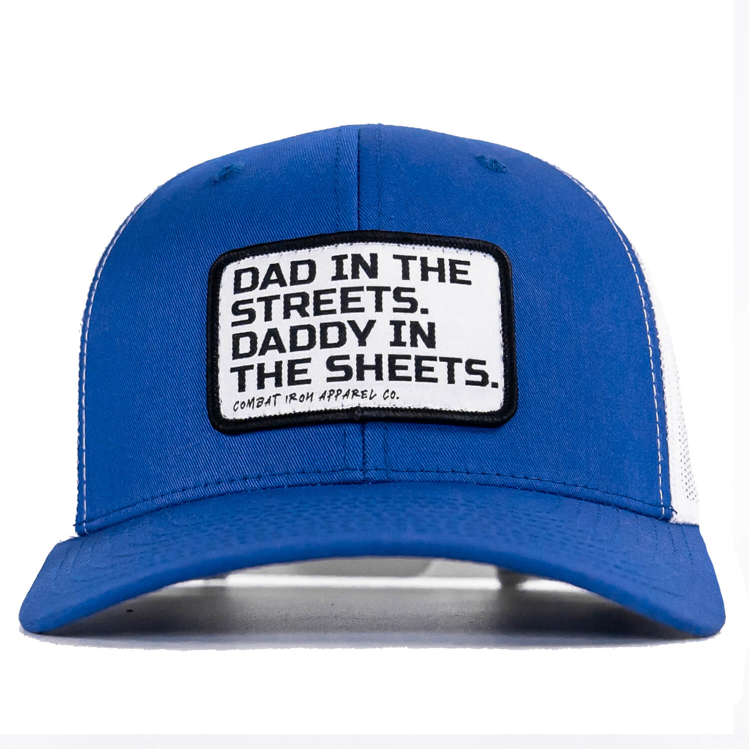 DAD IN THE STREETS. DADDY IN THE SHEETS. White Patch SnapBack HAT