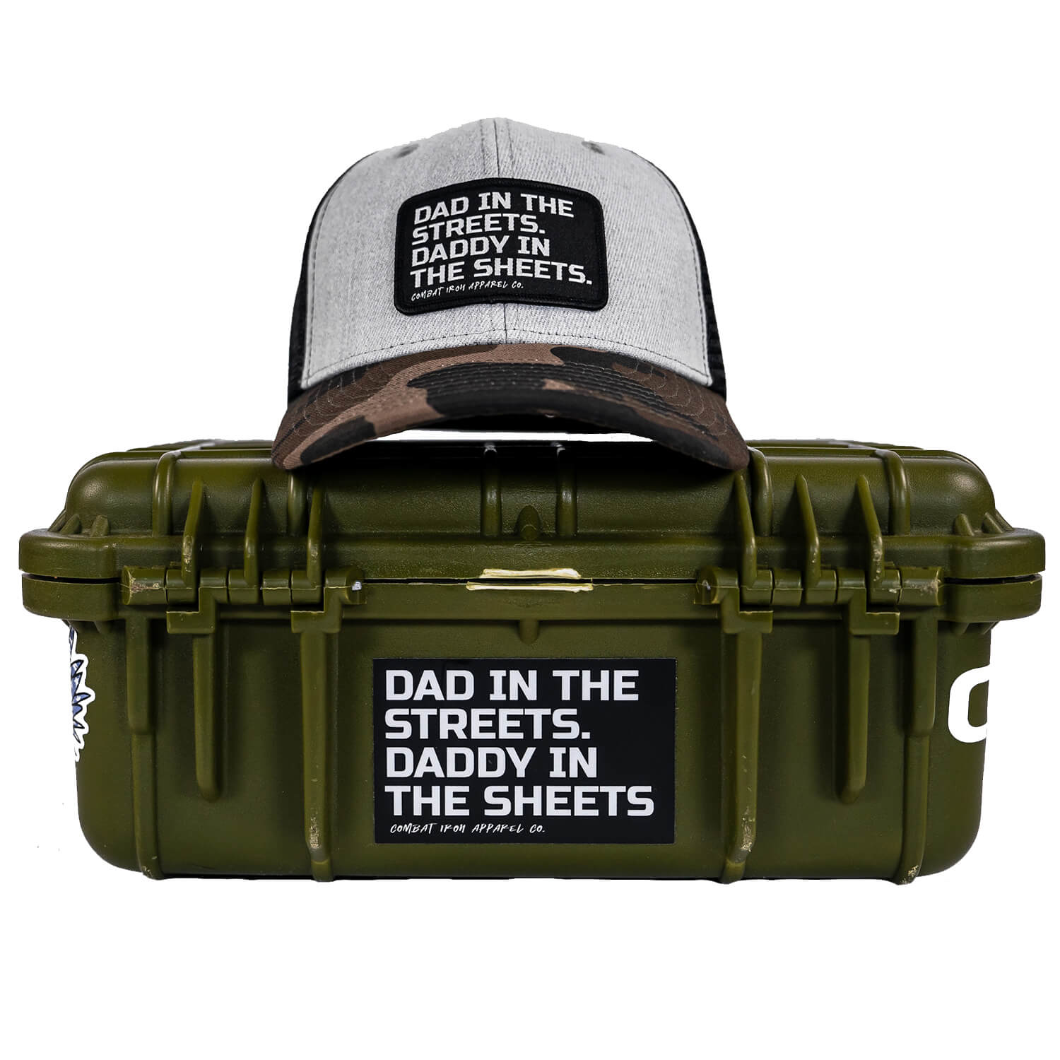 DAD IN THE STREETS. DADDY IN THE SHEETS. BLACK PATCH SNAPBACK HAT