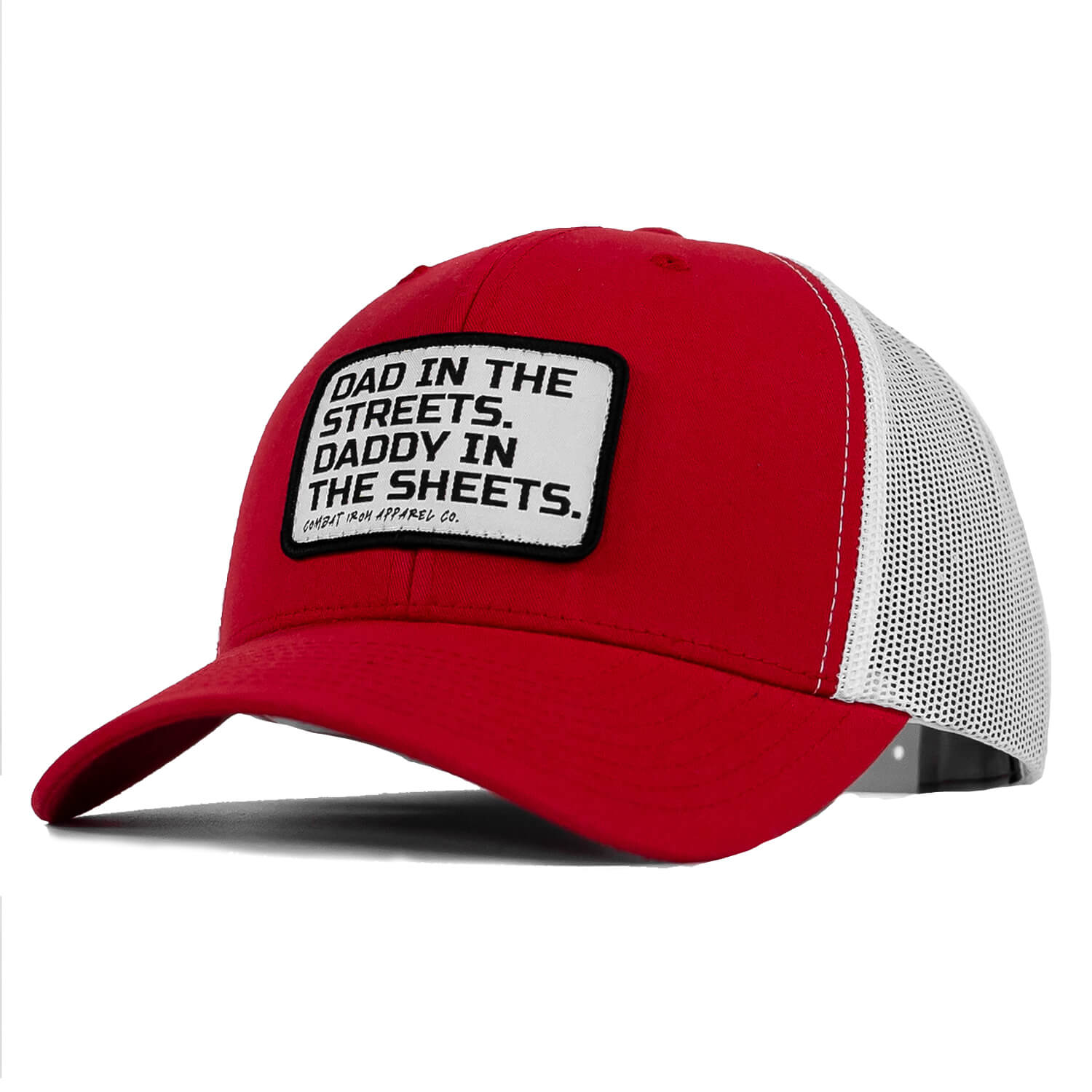 DAD IN THE STREETS. DADDY IN THE SHEETS. White Patch SnapBack HAT