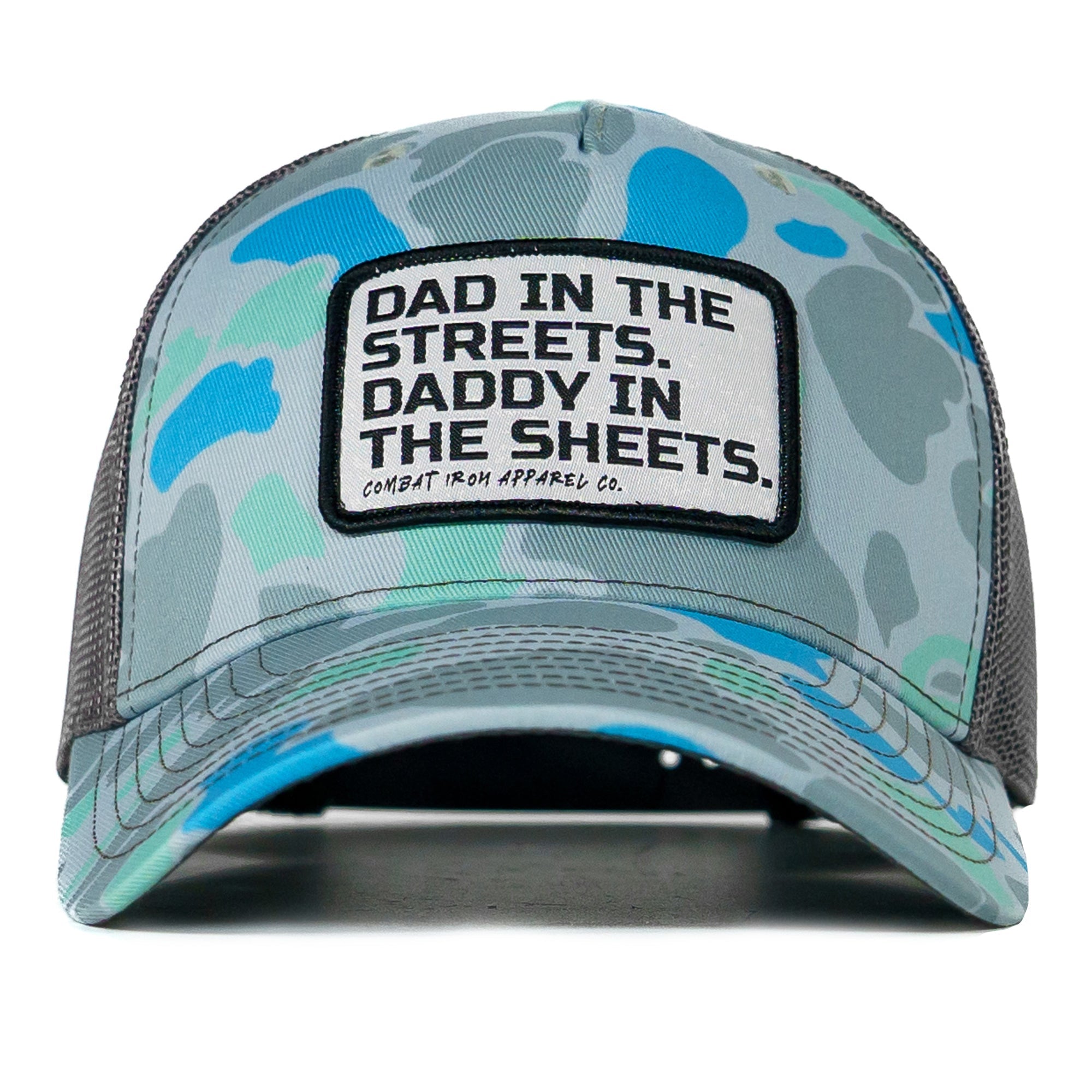 DAD IN THE STREETS. DADDY IN THE SHEETS. White Patch SnapBack HAT