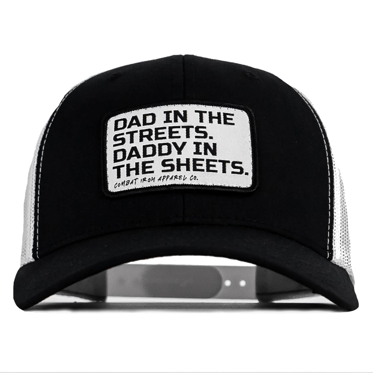 DAD IN THE STREETS. DADDY IN THE SHEETS. White Patch SnapBack HAT