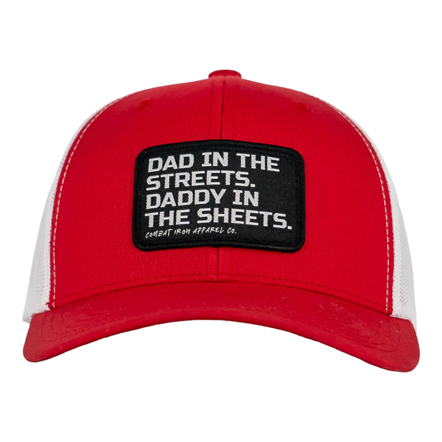 DAD IN THE STREETS. DADDY IN THE SHEETS. BLACK PATCH SNAPBACK HAT