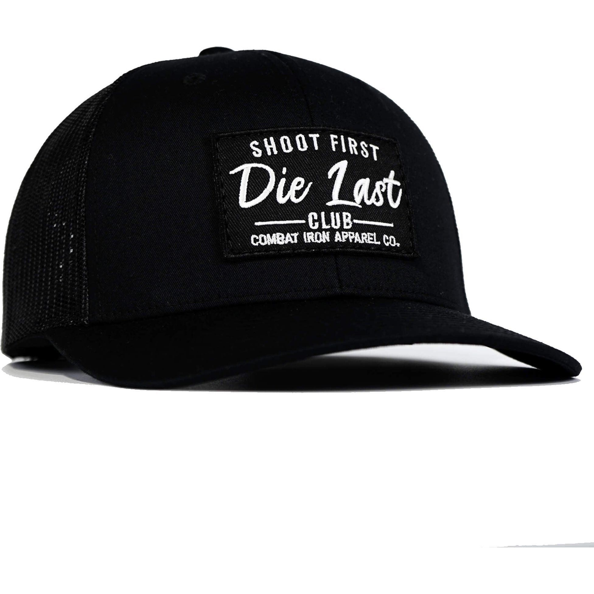 SHOOT FIRST. DIE LAST. CLUB PATCH MID-PROFILE MESH SNAPBACK Hat