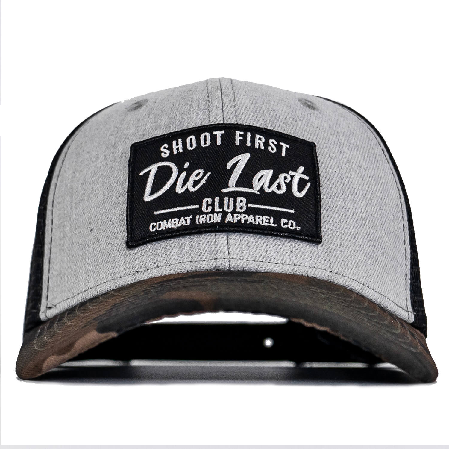 SHOOT FIRST. DIE LAST. CLUB PATCH MID-PROFILE MESH SNAPBACK Hat