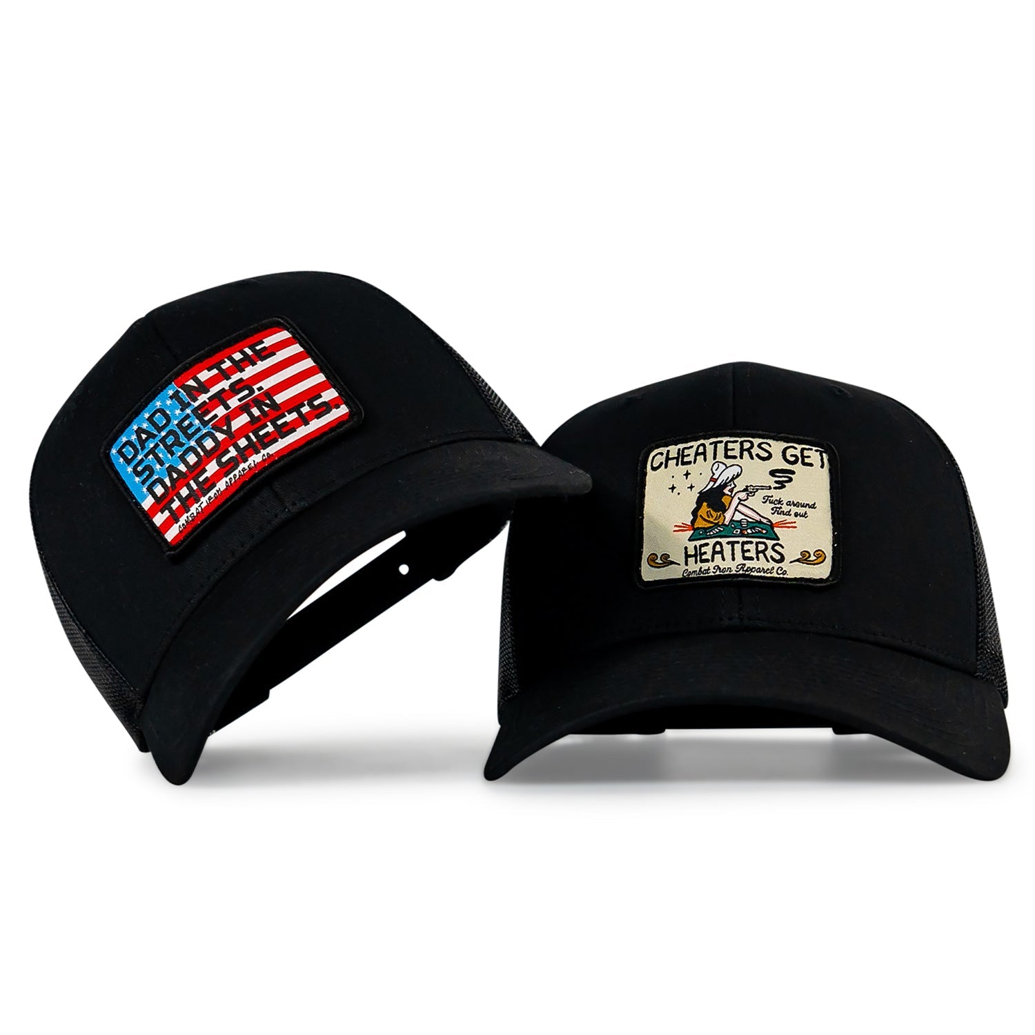 DAD IN THE STREETS. DADDY IN THE SHEETS. USA Flag Patch SnapBack HAT