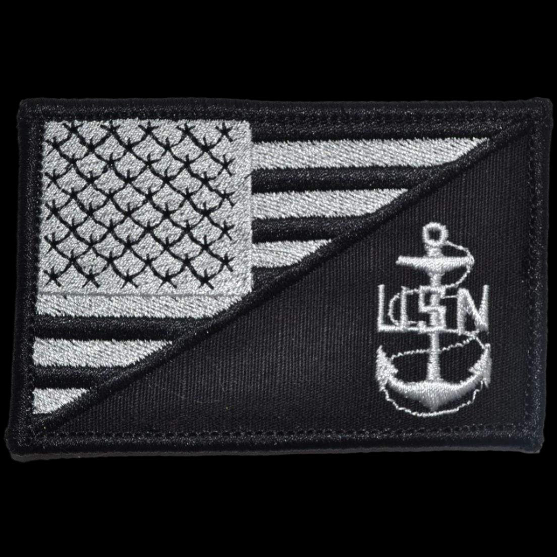 NAVY CHIEF PETTY OFFICER ANCHOR USA FLAG  2.25 X 3.5 TACTICAL PATCH