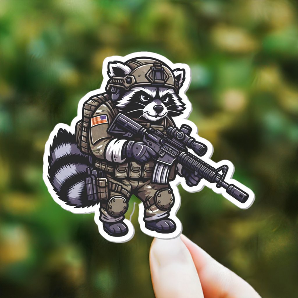 "Street Cat Collection" Patch 2 - Trash Panda - Tactical Raccoon - 3.5" Sticker