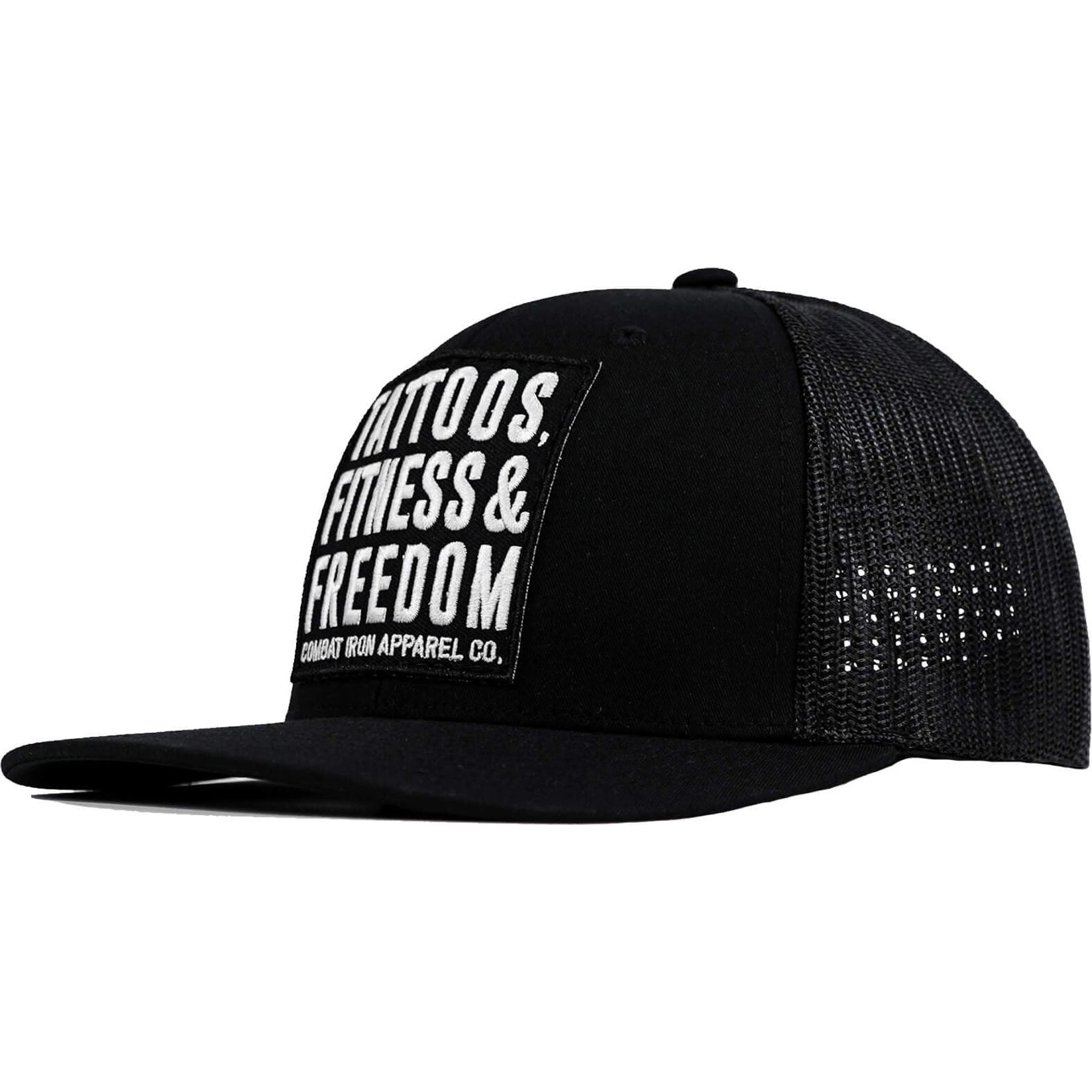 Tattoos, Fitness, & Freedom Black Patch Mid-Profile Mesh Snapback Hat