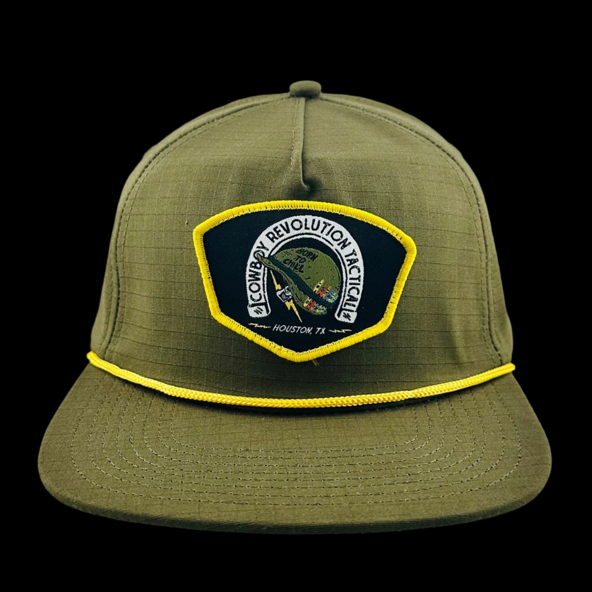 "BORN TO CHILL" TACTICAL GREEN RIPSTOP HAT