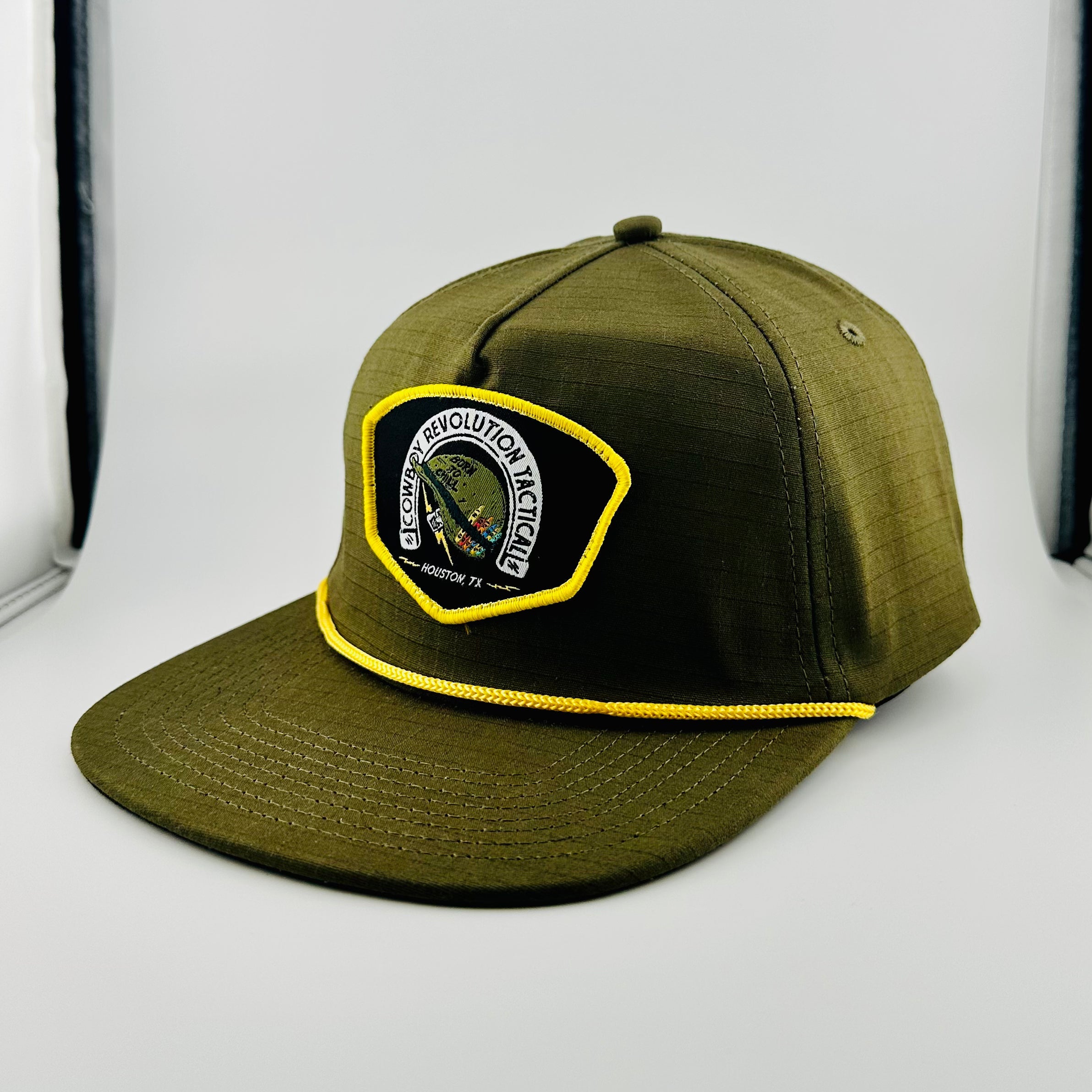 "BORN TO CHILL" TACTICAL GREEN RIPSTOP HAT