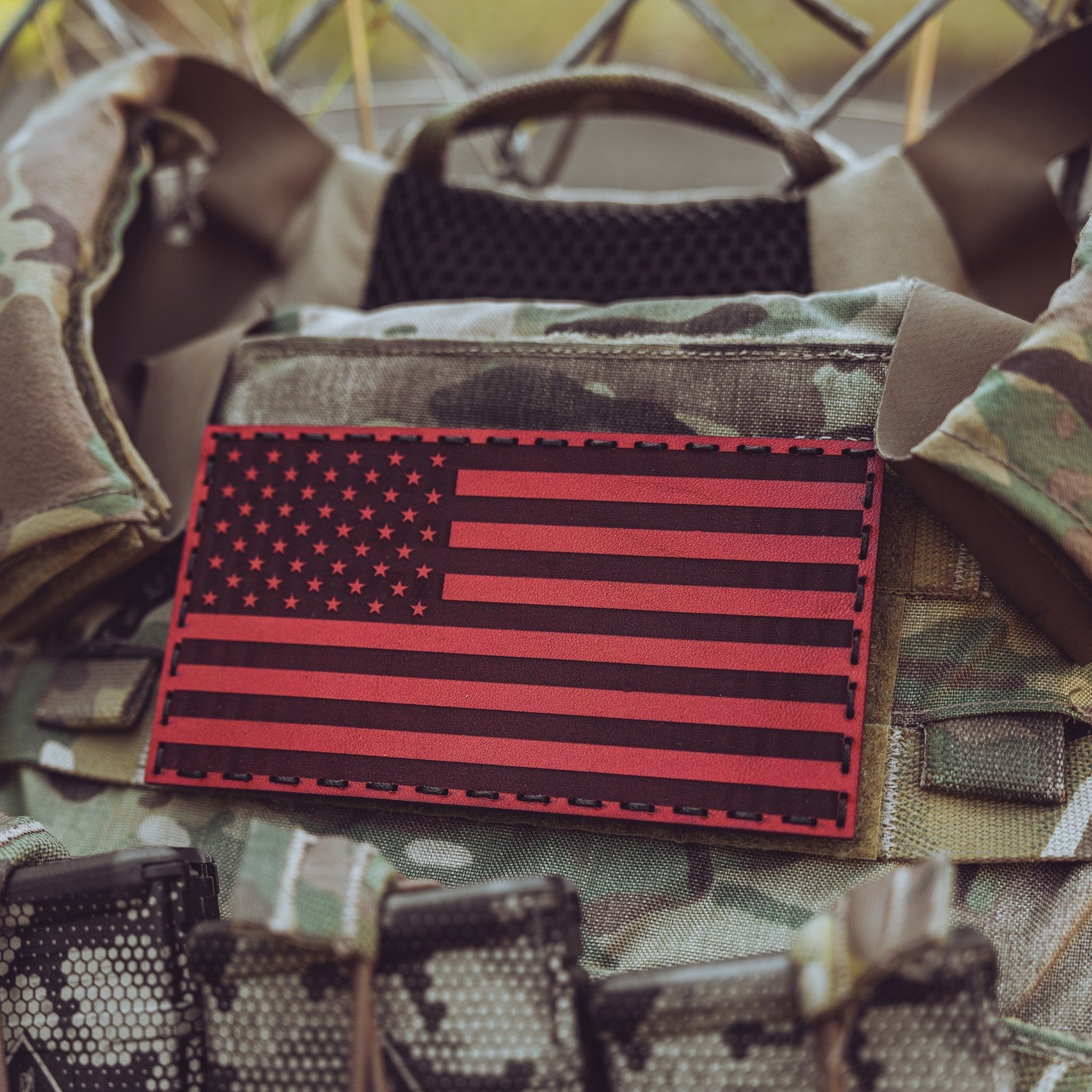 AMERICAN FLAG LEATHER PATCH