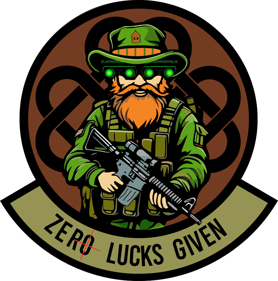 AUFKLEBER März 2024 POTM - Zero Lucks Given Tactical Recon Leprechaun mit Nachtsichtbrille - 3.5"