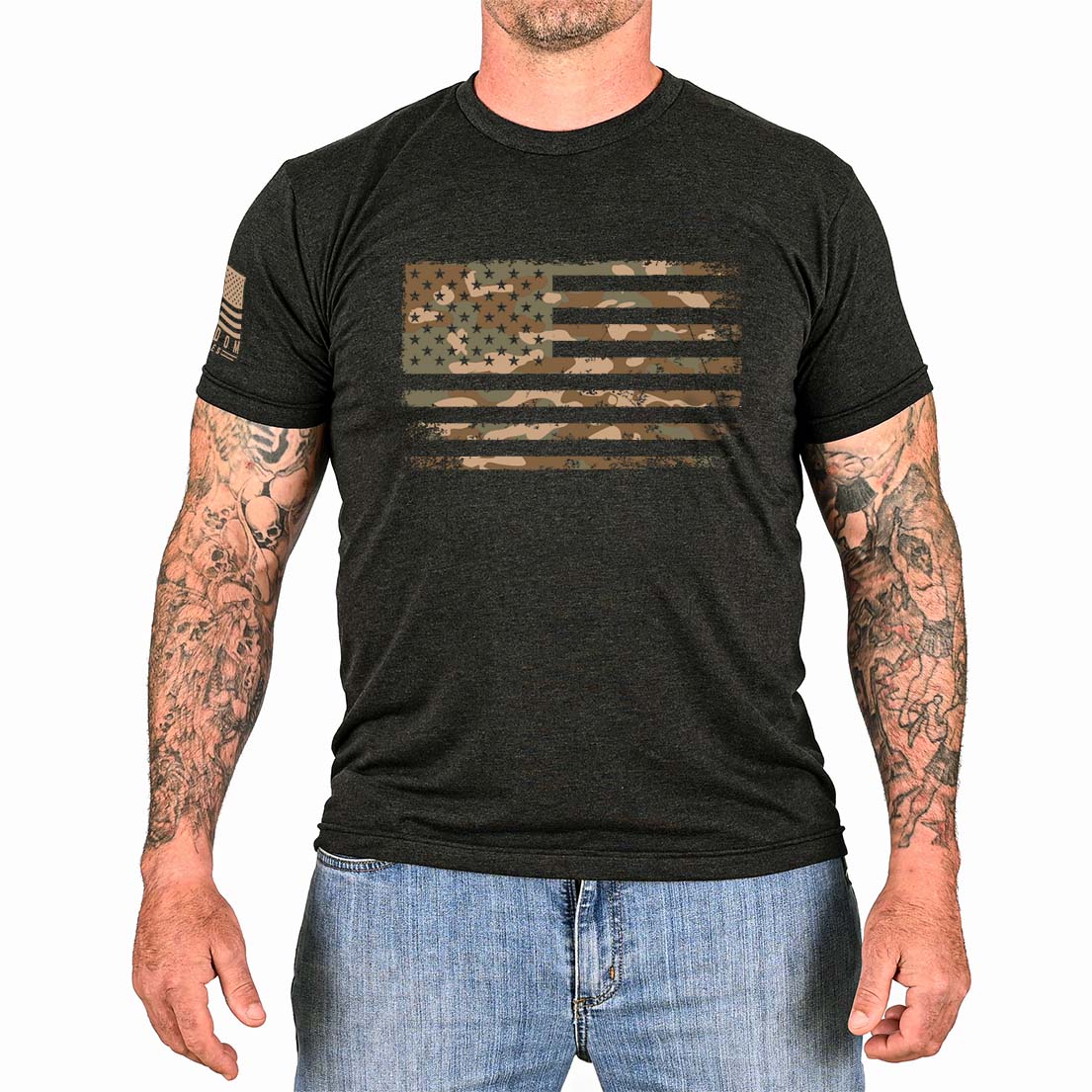 Camiseta patriótica con bandera estadounidense camuflada para hombre