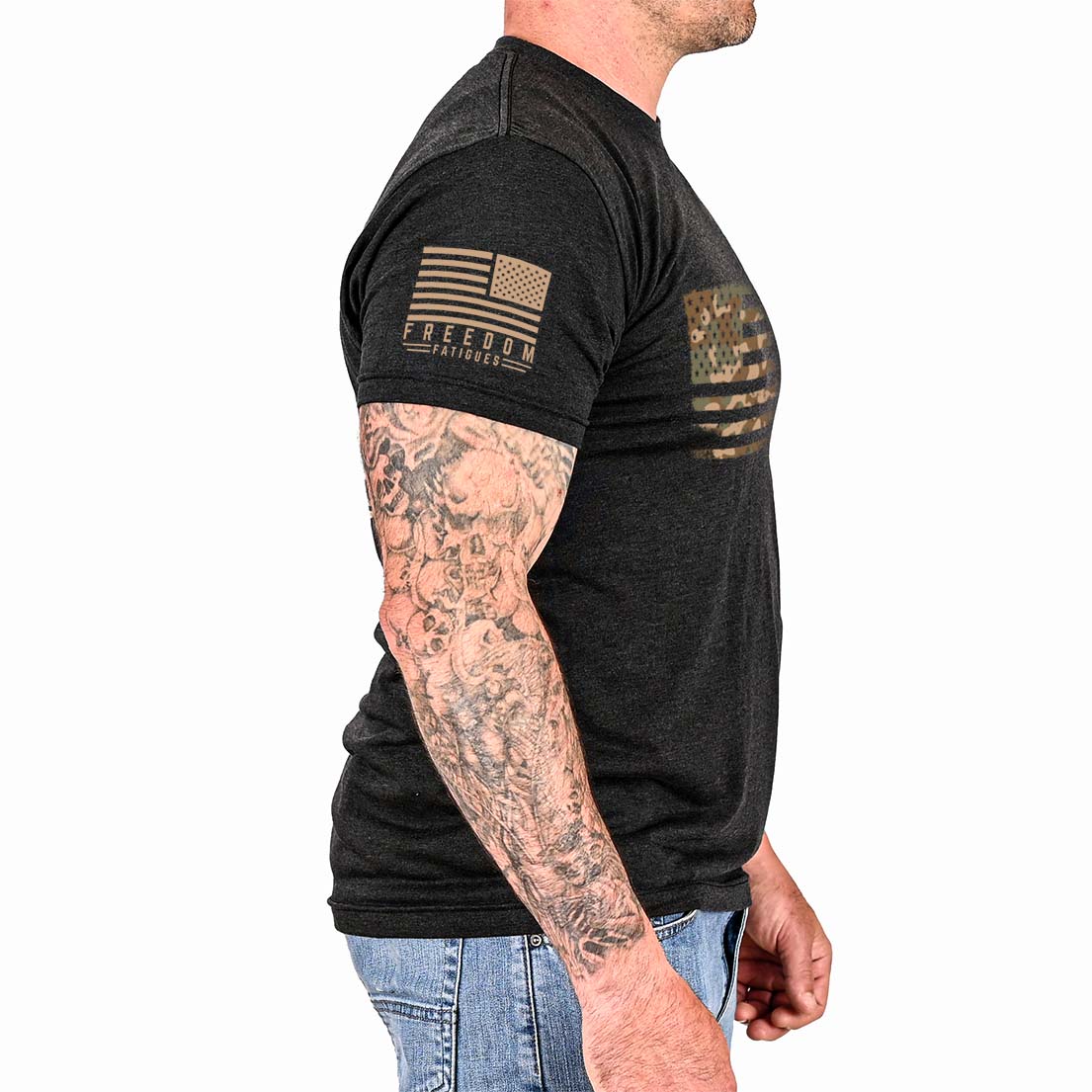 Camiseta patriótica con bandera estadounidense camuflada para hombre