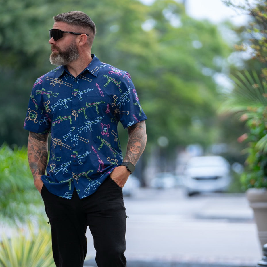 Neon Lights & Gun Fights Button-up