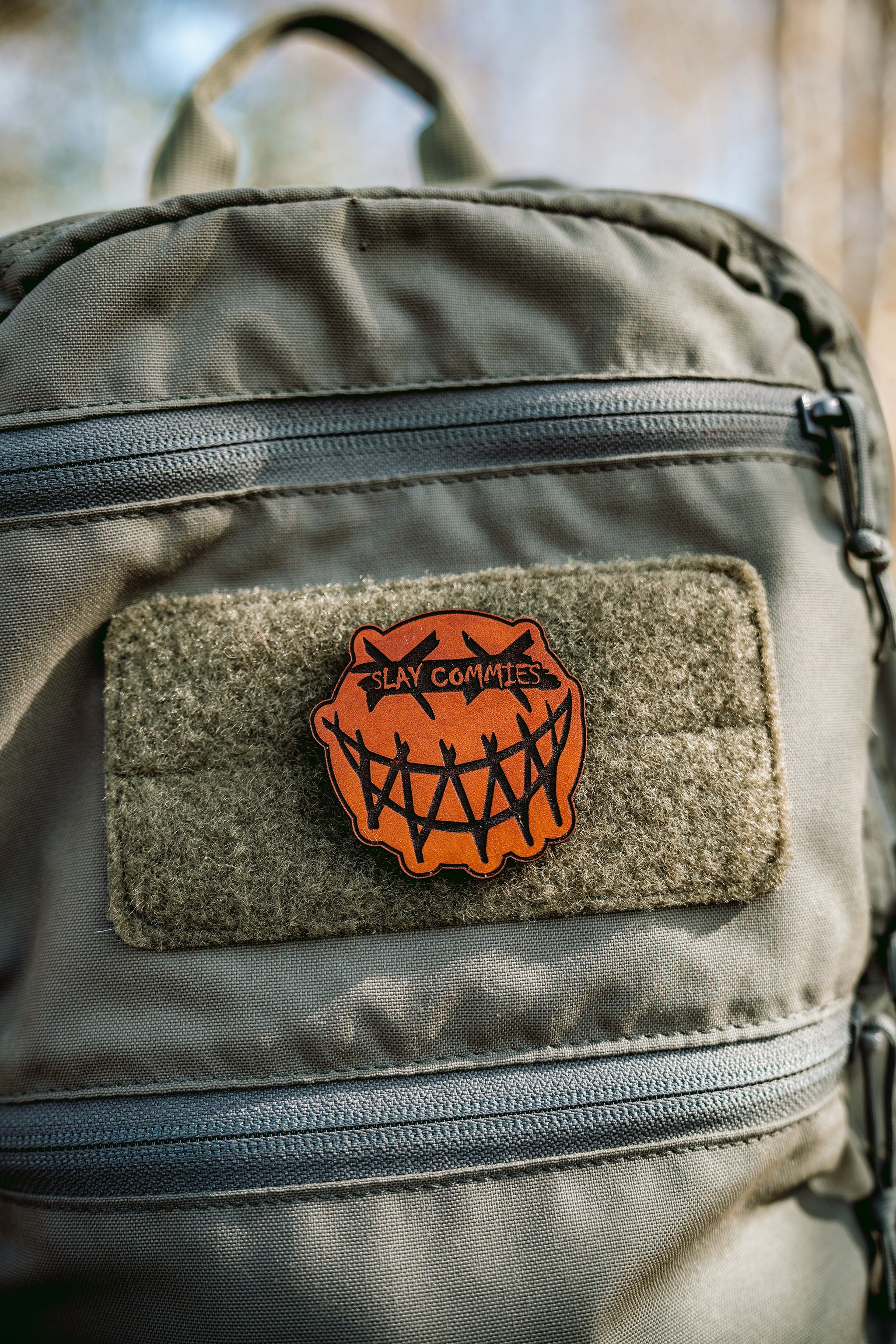 Slay Commies Censored No Sew Leather Patch