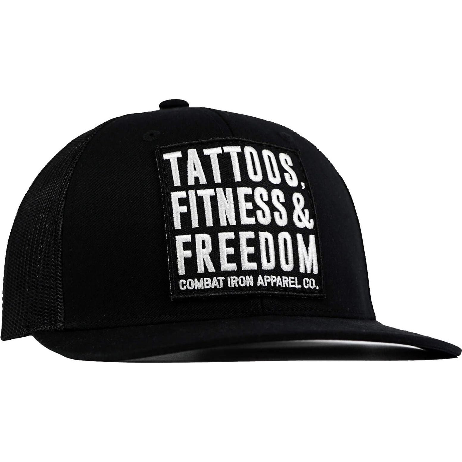 Tattoos, Fitness, & Freedom Black Patch Mid-Profile Mesh Snapback Hat