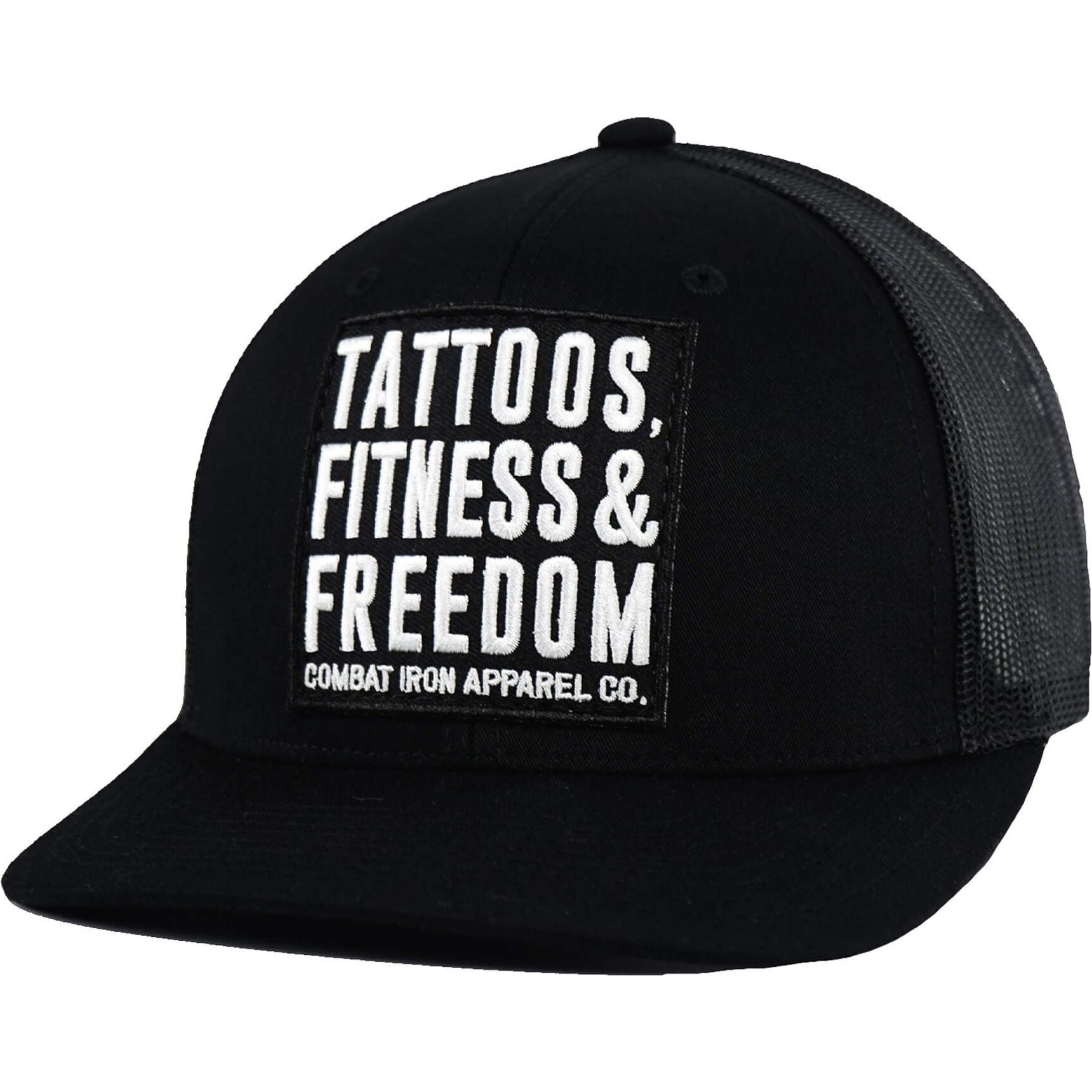 Tattoos, Fitness, & Freedom Black Patch Mid-Profile Mesh Snapback Hat