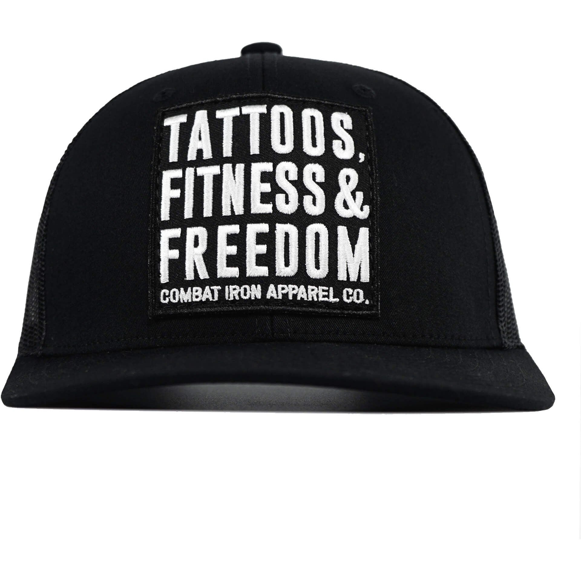 Tattoos, Fitness, & Freedom Black Patch Mid-Profile Mesh Snapback Hat