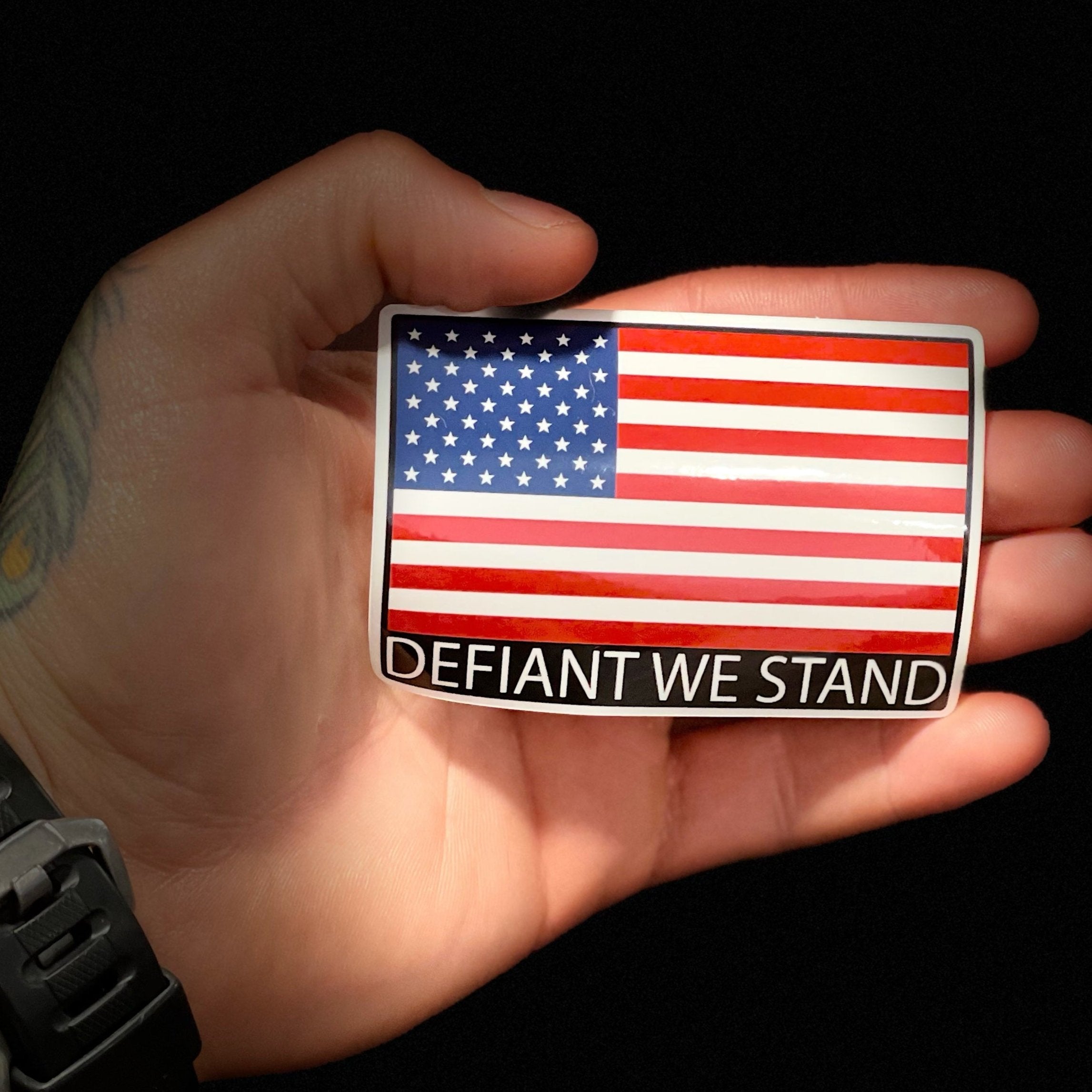 DEFIANT WE STAND STICKER