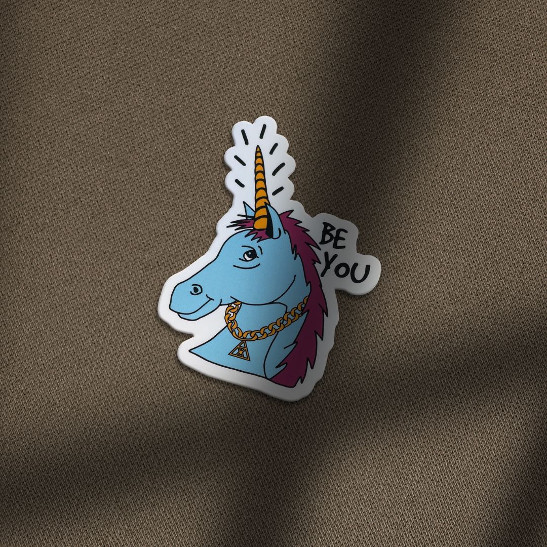 BE YOU UNICORN STICKER