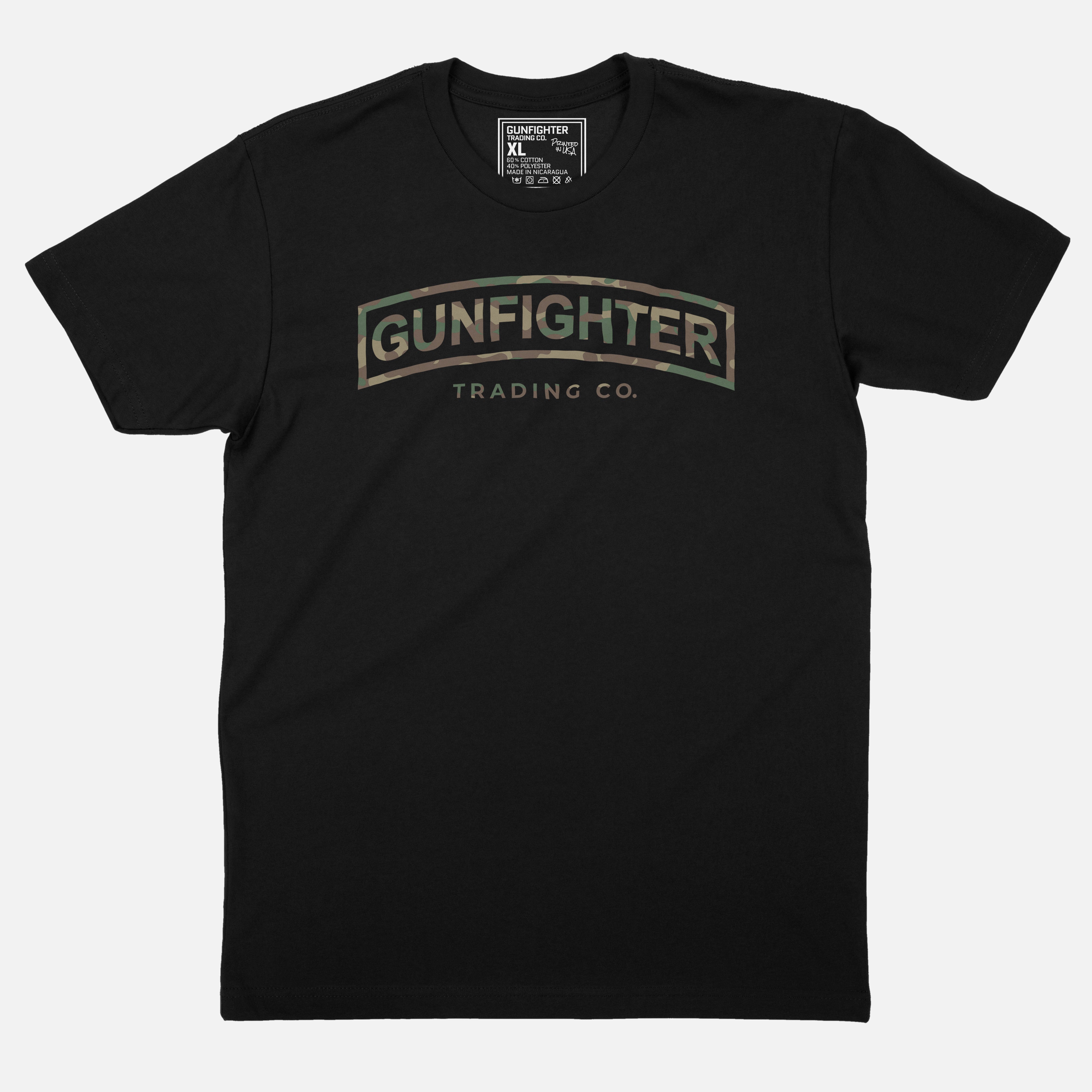 WOODLAND CAMO GUNFIGHTER TAB TEE | GUNFIGHTER TRADING CO | TAC